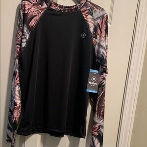 Hurley Black and Pink Long Sleeve Tee